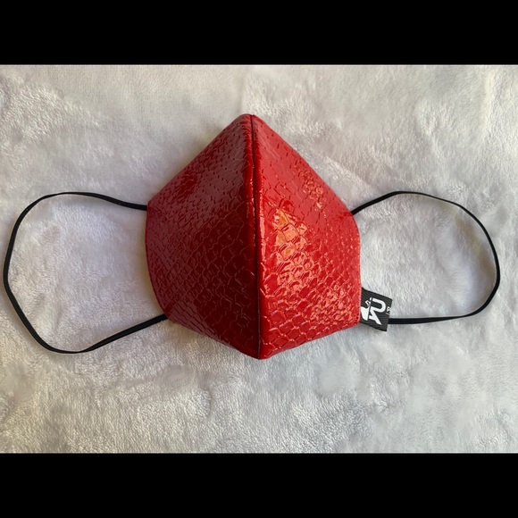 Red crocs glossy faux leather face mask - Picture 2 of 4